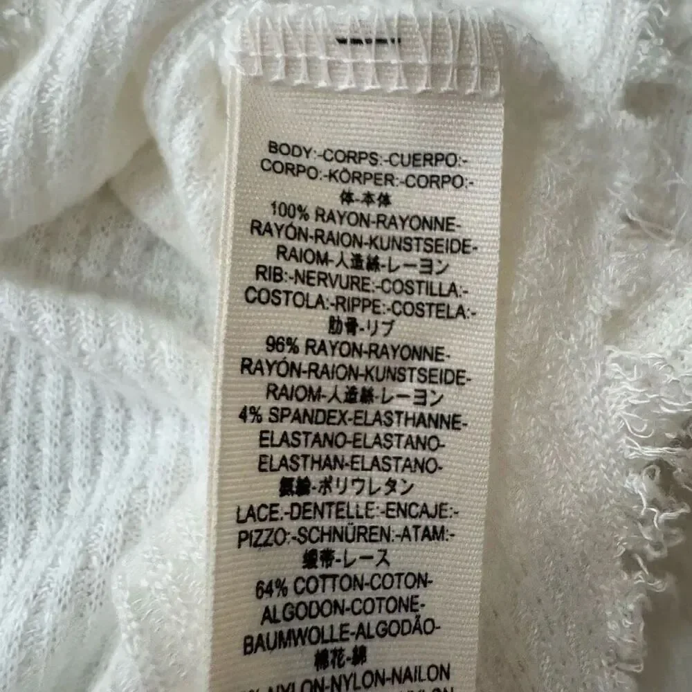 Free People Spring Valley white Thermal Top lace insert size XS